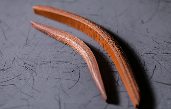 ハンドルの芯に革