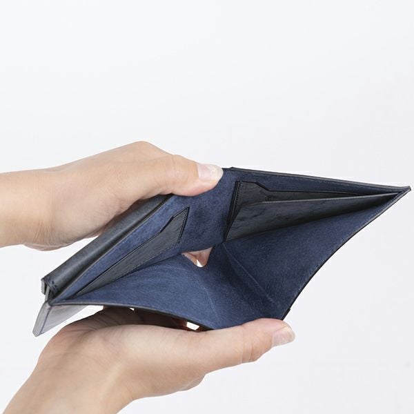 万双 ブライドル 二つ折り財布（小銭入付）ネイビー オールブライドル センターカバー二つ折り財布（小銭入れ付） | 万双